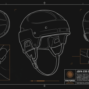 JOFA 235 Helmet Blueprint - Vintage Hockey Helmet Technical Drawing Digital Download