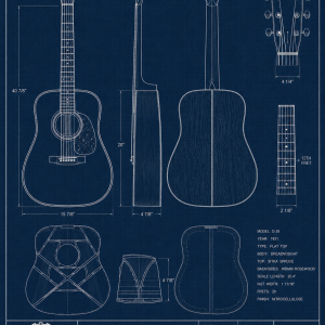 Martin D-28 Blueprint — Dreadnought Acoustic Guitar Technical Drawing Digital Download