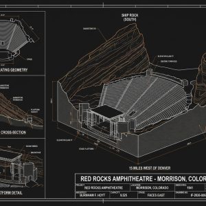 Red Rocks Blueprint — Iconic Amphitheatre Architecture Digital Download